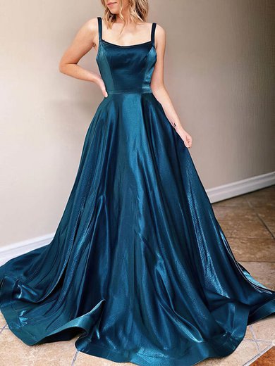 Ball Gown/Princess Sweep Train Square Neckline Satin Prom Dresses #Milly020107938