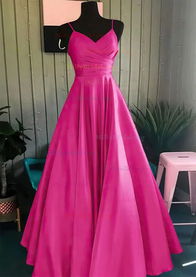 Ruched Ruffles Ball Gown Fuchsia Satin Prom Dress Ruched Ruffles Ball Gown Fuchsia Satin Prom Dress