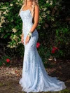 Mermaid Scoop Neck Tulle Prom Dresses With Appliques #Milly020107957