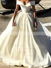 Ball Gown Off-the-shoulder Satin Court Train Wedding Dresses #Milly00024596