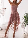 A-line V-neck Lace Asymmetrical Homecoming Dresses #Milly020107972