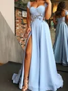 Ball Gown/Princess Sweep Train Sweetheart Satin Split Front Prom Dresses #Milly020107997