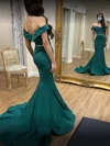 Trumpet/Mermaid Off-the-shoulder Stretch Crepe Sweep Train Beading Prom Dresses #Milly020108000