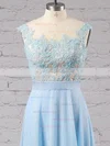 A-line Scoop Neck Chiffon Floor-length Appliques Lace Prom Dresses Sale #sale020101989