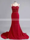 Trumpet/Mermaid Sweetheart Silk-like Satin Sweep Train Appliques Lace Prom Dresses Sale #sale020102223