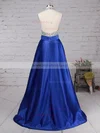 Ball Gown Halter Satin Floor-length Beading Prom Dresses Sale #sale020102391