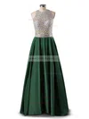 Princess Scoop Neck Satin Floor-length Beading Prom Dresses Sale #sale020102392