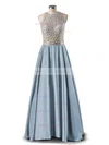 Princess Scoop Neck Satin Floor-length Beading Prom Dresses Sale #sale020102392