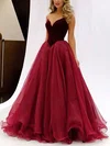 Ball Gown V-neck Organza Velvet Floor-length Prom Dresses Sale #sale020102419