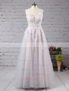 Ball Gown V-neck Tulle Floor-length Beading Prom Dresses Sale #sale020102479