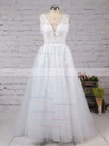 Ball Gown V-neck Tulle Floor-length Beading Prom Dresses Sale #sale020102479