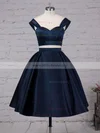 A-line Off-the-shoulder Satin Tea-length Pockets Prom Dresses Sale #sale020102596