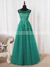 Princess Scoop Neck Tulle Floor-length Appliques Lace Prom Dresses Sale #sale020102804