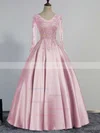 Ball Gown V-neck Satin Tulle Floor-length Beading Prom Dresses Sale #sale020102853