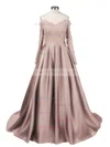Ball Gown Off-the-shoulder Satin Sweep Train Beading Prom Dresses Sale #sale020102895
