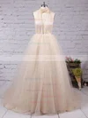 Ball Gown High Neck Tulle Sweep Train Ruffles Prom Dresses Sale #sale020103088