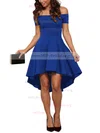 A-line Off-the-shoulder Satin Asymmetrical Prom Dresses Sale #sale020103520