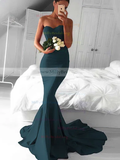 Trumpet Mermaid Sweetheart Jersey Sweep Train Prom Dresses Sale millybridal