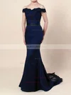 Trumpet/Mermaid Off-the-shoulder Stretch Crepe Sweep Train Beading Prom Dresses Sale #sale020103589