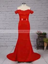 Trumpet/Mermaid Off-the-shoulder Stretch Crepe Sweep Train Beading Prom Dresses Sale #sale020103589