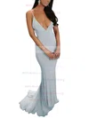 Sheath/Column V-neck Jersey Sweep Train Prom Dresses Sale #sale020103703