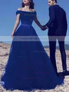 Princess Off-the-shoulder Tulle Sweep Train Beading Prom Dresses Sale #sale020103740