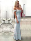 Trumpet/Mermaid Off-the-shoulder Lace Silk-like Satin Floor-length Sashes / Ribbons Prom Dresses Sale #sale020104503