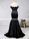 Trumpet/Mermaid Off-the-shoulder Silk-like Satin Sweep Train Ruffles Prom Dresses Sale #sale020104524