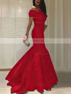 Trumpet/Mermaid Off-the-shoulder Silk-like Satin Sweep Train Ruffles Prom Dresses Sale #sale020104524