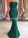 Trumpet/Mermaid Sweetheart Silk-like Satin Sweep Train Appliques Lace Prom Dresses Sale #sale020104580