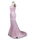 Trumpet/Mermaid Sweetheart Jersey Sweep Train Lace Prom Dresses Sale #sale020104584