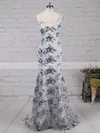 Trumpet/Mermaid V-neck Tulle Sweep Train Sequins Prom Dresses Sale #sale020104817