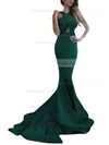 Trumpet/Mermaid Scoop Neck Stretch Crepe Sweep Train Prom Dresses Sale #sale020104835