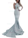 Trumpet/Mermaid Scoop Neck Stretch Crepe Sweep Train Prom Dresses Sale #sale020104835