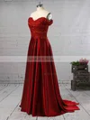 A-line Off-the-shoulder Silk-like Satin Sweep Train Appliques Lace Prom Dresses Sale #sale020104879