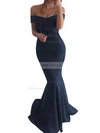 Trumpet/Mermaid Off-the-shoulder Silk-like Satin Sweep Train Prom Dresses Sale #sale020104890