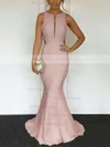 Trumpet/Mermaid Scoop Neck Silk-like Satin Sweep Train Prom Dresses Sale #sale020104893