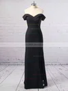 Sheath/Column Off-the-shoulder Silk-like Satin Floor-length Split Front Prom Dresses Sale #sale020104897
