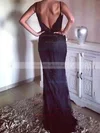 Sheath/Column V-neck Tulle Sweep Train Appliques Lace Prom Dresses Sale #sale020105235