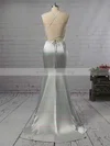 Trumpet/Mermaid Scoop Neck Silk-like Satin Sweep Train Lace Prom Dresses Sale #sale020105251