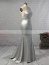 Trumpet/Mermaid Scoop Neck Silk-like Satin Sweep Train Lace Prom Dresses Sale #sale020105251