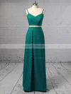 A-line V-neck Silk-like Satin Floor-length Split Front Prom Dresses Sale #sale020105266