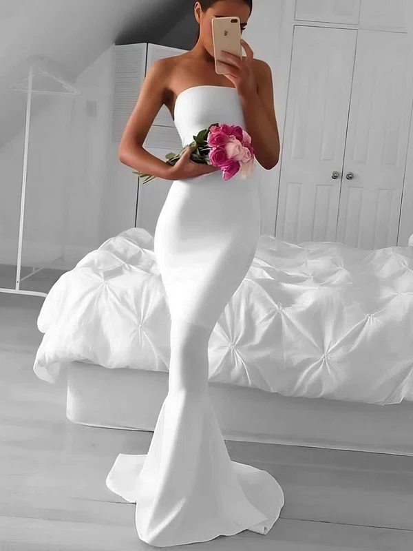 Trumpet/Mermaid Strapless Stretch Crepe Sweep Train Prom Dresses Sale #sale020105502