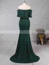 Trumpet/Mermaid Off-the-shoulder Silk-like Satin Sweep Train Split Front Prom Dresses Sale #sale020105701