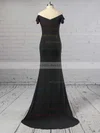 Sheath/Column Off-the-shoulder Jersey Sweep Train Split Front Prom Dresses Sale #sale020105720