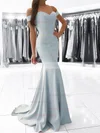 Trumpet/Mermaid Off-the-shoulder Stretch Crepe Sweep Train Sashes / Ribbons Prom Dresses Sale #sale020105727