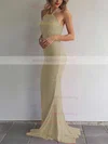 Sheath/Column Halter Lace Sweep Train Prom Dresses Sale #sale020105793