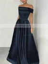 A-line Off-the-shoulder Silk-like Satin Floor-length Prom Dresses Sale #sale020105934