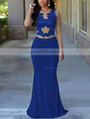 Trumpet/Mermaid Scoop Neck Jersey Floor-length Appliques Lace Prom Dresses Sale #sale020105949