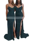 Sheath/Column V-neck Jersey Sweep Train Ruffles Prom Dresses Sale #sale020106089